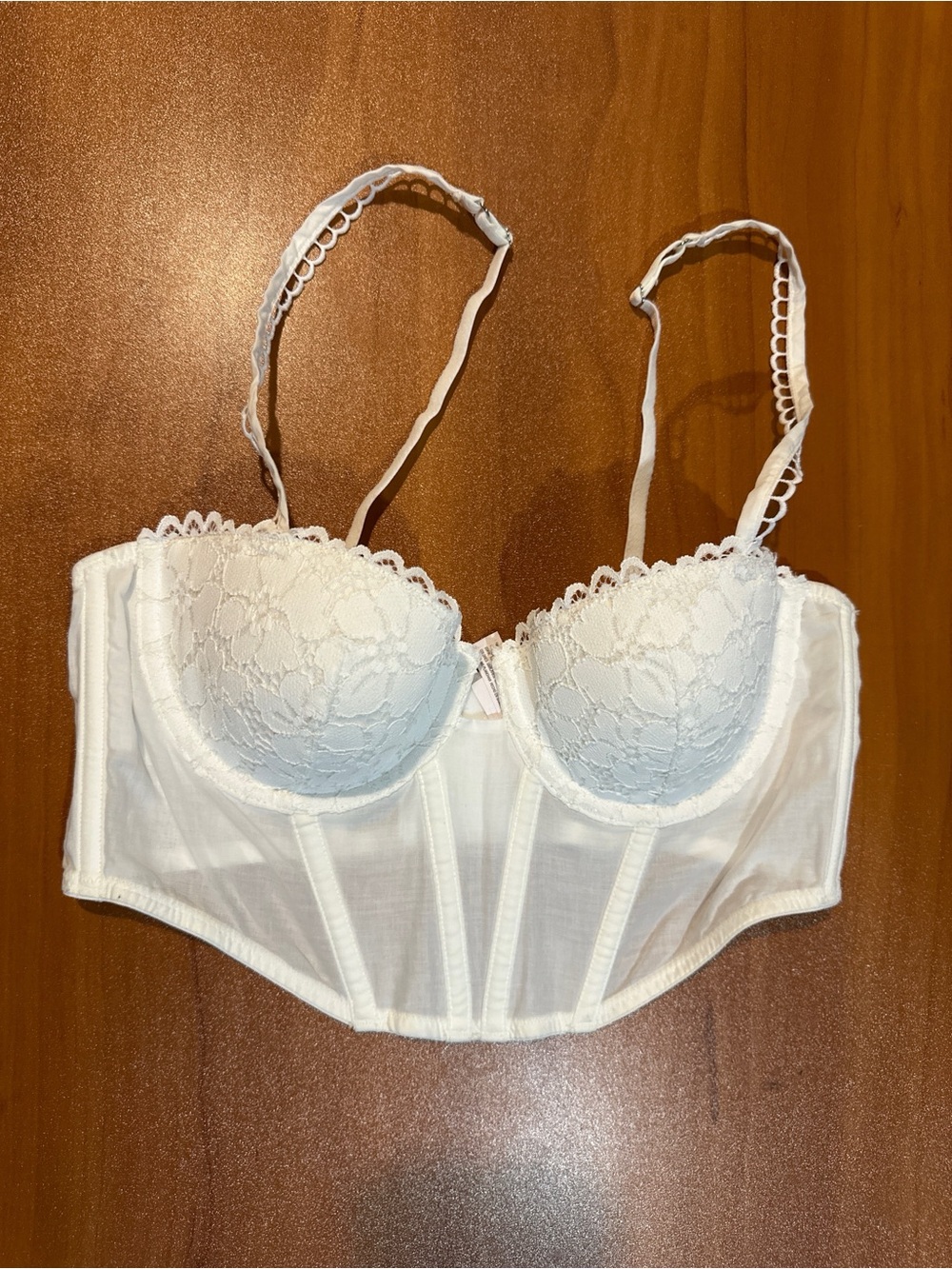 Auden White Lace Corset Top Bralette‎ Underwire Mesh Size S Bustier